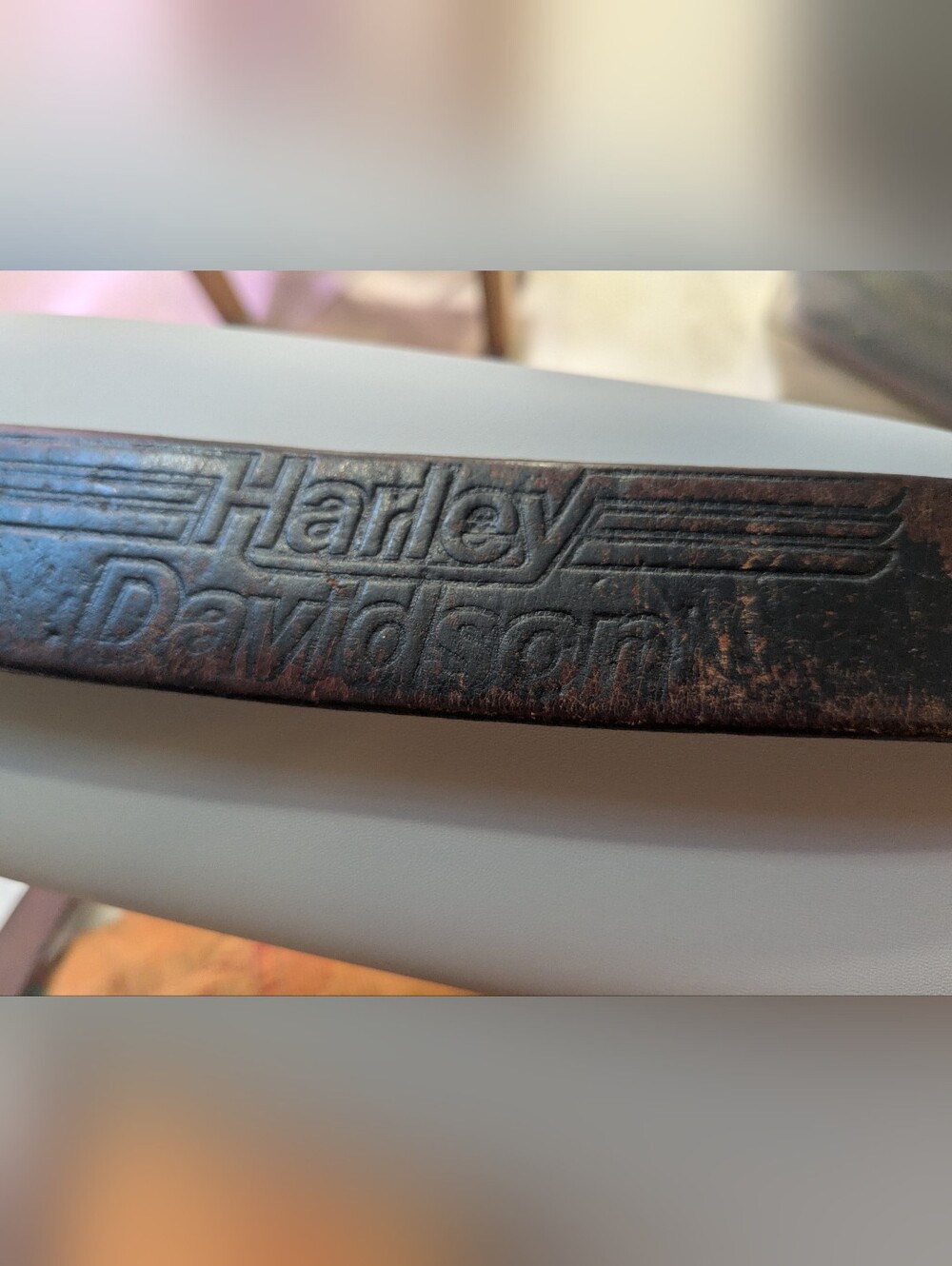 Harley-Davidson Embossed Leather Belt - Brown/Black 42 Inches